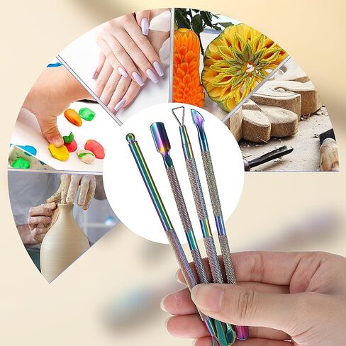 4 Pcs Wax Carving Tools Set, Double-Ended Wax Modeling Tool, Stainless Steel Rainbow Sculpting Tools for Handicrafts Wood, Wax, Clay, Pottery Jewellery Detailing Modeling in Saudi Arabia