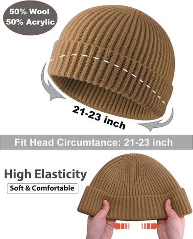 Swag Wool Short Fisherman Beanie for Men Women, Knit Cuff Warm Winter Hats, Soft Trawler Skull Cap Watch Hat Unisex in Saudi Arabia