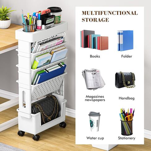 Desk Organizers and Accessories, Office Supplies Desktop Organizer with Wheels, Desk File Organizer, 5 Tier File Folder Holder in Saudi Arabia