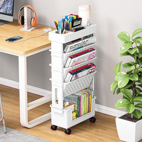 Desk Organizers and Accessories, Office Supplies Desktop Organizer with Wheels, Desk File Organizer, 5 Tier File Folder Holder in Saudi Arabia