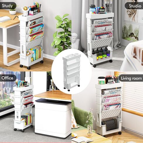 Desk Organizers and Accessories, Office Supplies Desktop Organizer with Wheels, Desk File Organizer, 5 Tier File Folder Holder in Saudi Arabia