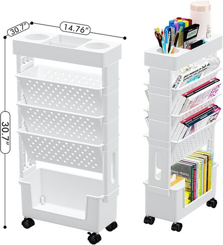 Desk Organizers and Accessories, Office Supplies Desktop Organizer with Wheels, Desk File Organizer, 5 Tier File Folder Holder in Saudi Arabia
