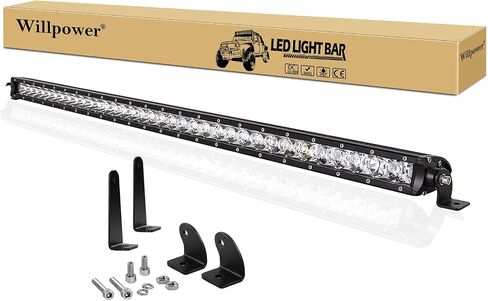 Willpower 38 inch 180W Spot Single Row 14400LM Off Road LED Fog & Driving Roof Bumper Light Bars 2 Style Mounting Brackets for Off road ATV UTV Trucks Boat,12V 24V Waterproof in Saudi Arabia