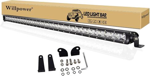 Willpower 38 inch 180W Spot Single Row 14400LM Off Road LED Fog & Driving Roof Bumper Light Bars 2 Style Mounting Brackets for Off road ATV UTV Trucks Boat,12V 24V Waterproof in Saudi Arabia