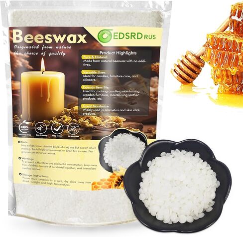 كريات شمع العسل الأبيض الطبيعي من EDSRDRUS، مفلترة ثلاثية للعناية بالبشرة والوجه والجسم والشعر. مثالية للكريمات واللوشن ومرطب الشفاه وصناعة الصابون. (2 جنيه) in Kuwait