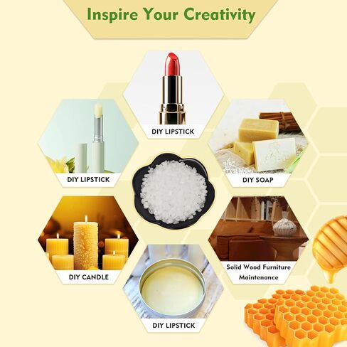 كريات شمع العسل الأبيض الطبيعي من EDSRDRUS، مفلترة ثلاثية للعناية بالبشرة والوجه والجسم والشعر. مثالية للكريمات واللوشن ومرطب الشفاه وصناعة الصابون. (2 جنيه) in Kuwait