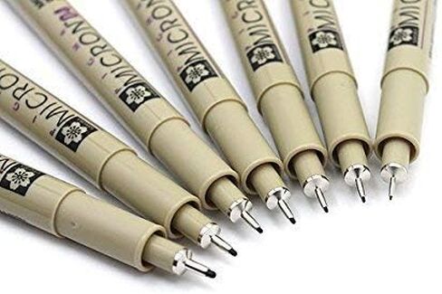 Sakura Pigma Micron Drawing Pen Set, Black fineliner Manga Pen (003, 005, 01, 03, 05, 08 tip) Drawing Set - Include Index Tape in Saudi Arabia