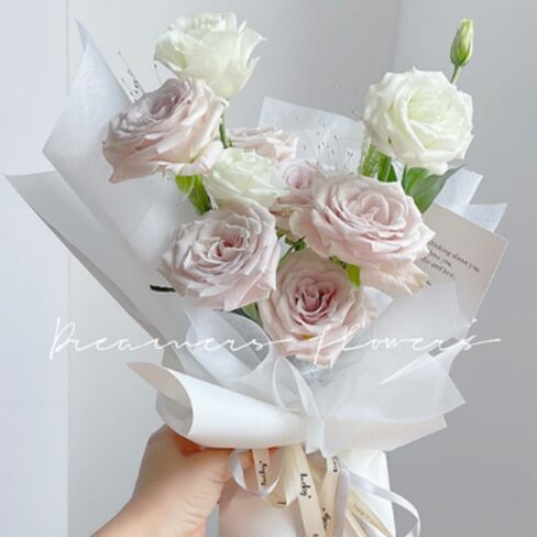 OUKEYI 40 Sheets Korean Of Cotton Wrapping Flower Paper Non-Woven Floral Wrapping Paper, Waterproof Pleated Withdrawable Flower Bouquet Lining Paper Gift Packaging Paper (Milk) in Kuwait