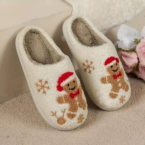 Women's Men's Retro Leopard Print Smiley Slippers Lightning Bolt Smiley Slippers Memory Foam Soft Plush Slippers Warm Non-Slip Home Shoes in Saudi Arabia