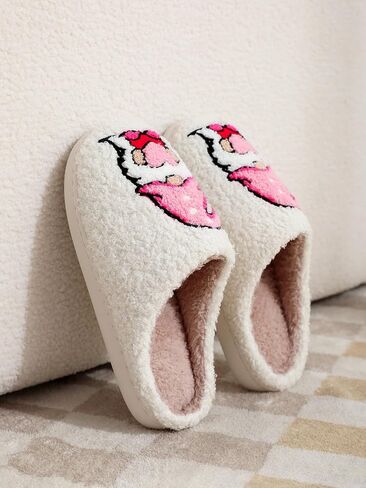 Women's Men's Retro Leopard Print Smiley Slippers Lightning Bolt Smiley Slippers Memory Foam Soft Plush Slippers Warm Non-Slip Home Shoes in Saudi Arabia