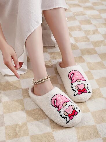 Women's Men's Retro Leopard Print Smiley Slippers Lightning Bolt Smiley Slippers Memory Foam Soft Plush Slippers Warm Non-Slip Home Shoes in Saudi Arabia