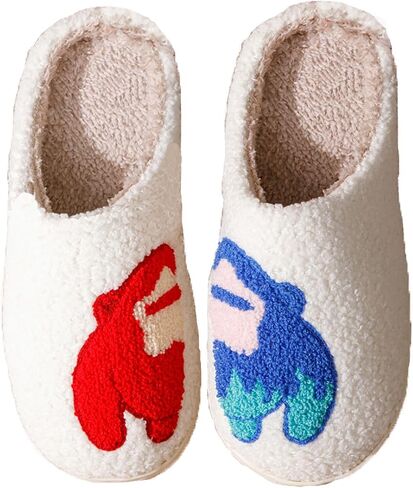 Women's Men's Retro Leopard Print Smiley Slippers Lightning Bolt Smiley Slippers Memory Foam Soft Plush Slippers Warm Non-Slip Home Shoes in Saudi Arabia