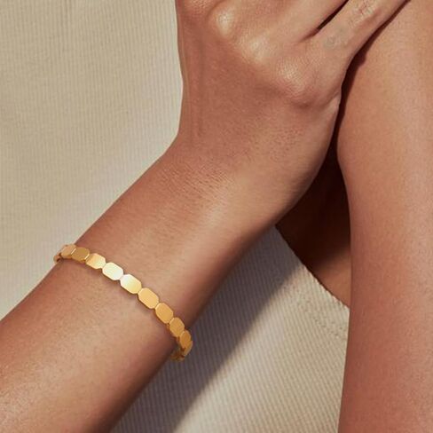 Dainty Gold Open Thin Cuff Bangle Bracelets for Woman, 18k Gold Plated Adjustable Bracelet in Saudi Arabia