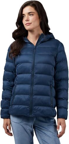 32 Degrees Heat Women's Lightweight Poly-Fill Packable Hooded Jacket | Layering | Semi-Fitted | Zippered Pockets in Saudi Arabia
