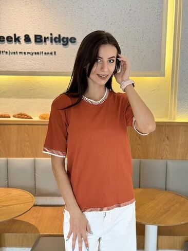 Zeagoo Womens Short Sleeve Sweaters Tops Knit Crewneck Loose Lightweight Summer Pullover Blouse Basic Casual Work Shirt in Saudi Arabia