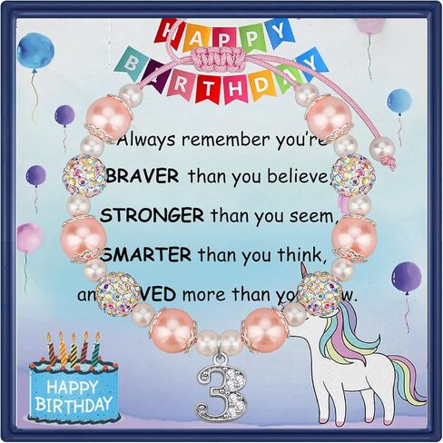 هدايا عيد الميلاد من الثاني إلى الثالث عشر من PARTNER لها، سوار ساحر على شكل رقم من اللؤلؤ الوردي وحجر الراين للفتيات والابنة والبنت والحفيدة والأخت in Kuwait