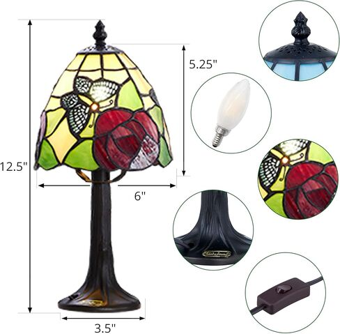 Stained Glass Dragonfly Design Table or Desk Light, Tiffany Style Mini Table Lamp-, LED Bulb Included-Vintage Look Colorful Accent Decor in Kuwait
