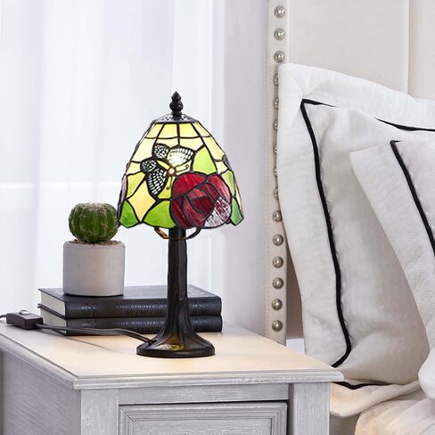 Stained Glass Dragonfly Design Table or Desk Light, Tiffany Style Mini Table Lamp-, LED Bulb Included-Vintage Look Colorful Accent Decor in Kuwait