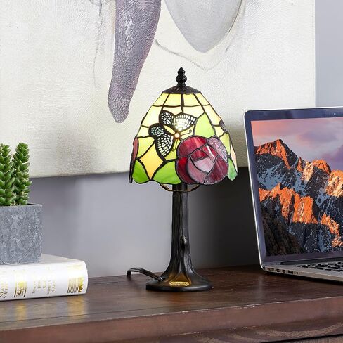 Stained Glass Dragonfly Design Table or Desk Light, Tiffany Style Mini Table Lamp-, LED Bulb Included-Vintage Look Colorful Accent Decor in Kuwait