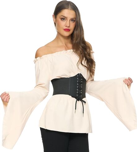 Spooktacular Creations Women Pirate Costume, Adult Halloween Renaissance Costume, Pirate Top for Halloween Costumes Cosplay in Saudi Arabia