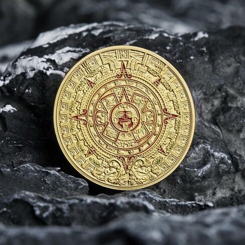 عملة PiaoHao Mayan Aztec Calendar Art Prophecy Culture Challenge Coin، مجموعة فنية تذكارية من عملة مايا المكسيكية - ذهبي in Saudi Arabia