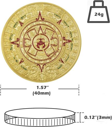 عملة PiaoHao Mayan Aztec Calendar Art Prophecy Culture Challenge Coin، مجموعة فنية تذكارية من عملة مايا المكسيكية - ذهبي in Saudi Arabia