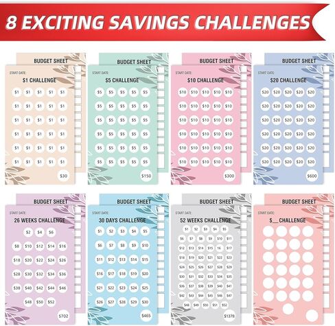 32 قطعة من أجهزة تتبع تحدي التوفير في حافظة الميزانية لمخطط الميزانية، بطاقات كتاب منظم النقود لمحفظة توفير المال مع 1 دولار، 2 دولار، أموال الجيب، تحدي النرد، 26 أسبوعًا، 30 يومًا، DIY in Kuwait