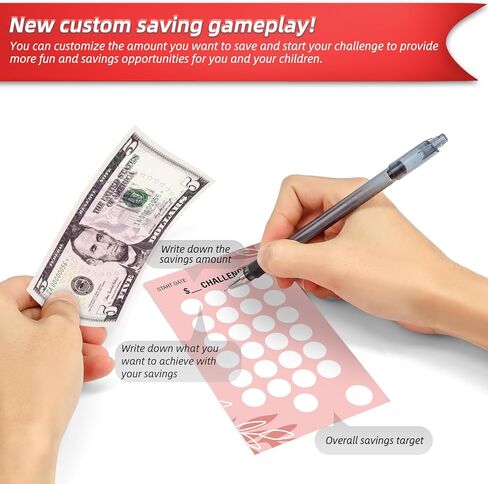 32 قطعة من أجهزة تتبع تحدي التوفير في حافظة الميزانية لمخطط الميزانية، بطاقات كتاب منظم النقود لمحفظة توفير المال مع 1 دولار، 2 دولار، أموال الجيب، تحدي النرد، 26 أسبوعًا، 30 يومًا، DIY in Kuwait