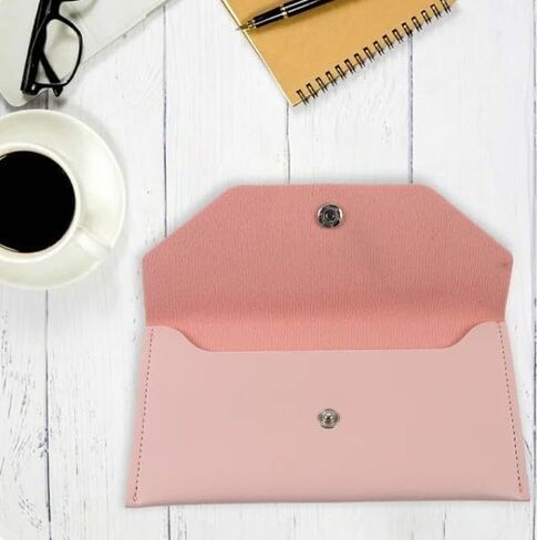 قطعتان من محفظة المغلف الوردي من جلد البولي يوريثان، مغلف نقدي قابل لإعادة الاستخدام، محفظة نقود صغيرة، محفظة أموال صغيرة لحامل النقود النقدية للنساء والرجال، مظاريف البنك للنقود والمظاريف والبريد ومستلزمات الشحن in Kuwait