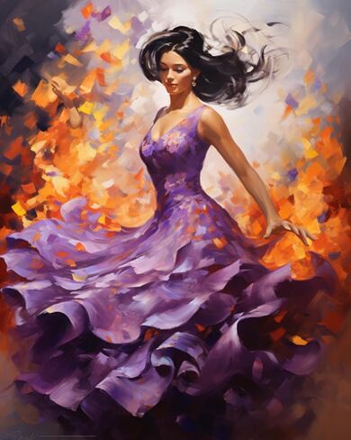 Dancing Woman Oil Painting Paint by Number Kits 16 x 20 inch Canvas Abstract Graffiti Red Dress Female Dancer DIY Painting for Kid Students Adult Beginner with Brushes Acrylic Pigment (without Frame) in Kuwait