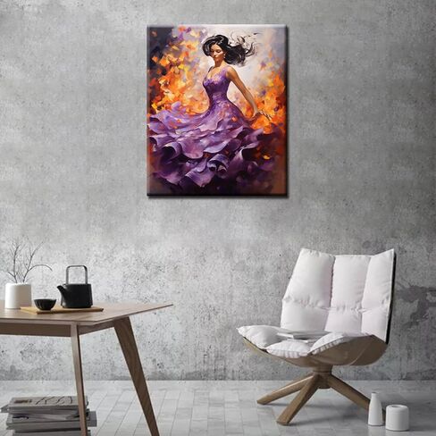 Dancing Woman Oil Painting Paint by Number Kits 16 x 20 inch Canvas Abstract Graffiti Red Dress Female Dancer DIY Painting for Kid Students Adult Beginner with Brushes Acrylic Pigment (without Frame) in Kuwait