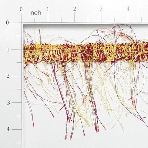 Trims by the Yard 5 Yards of Pippa Eyelash Fringe Trim, Yellow/Brick Red in Saudi Arabia