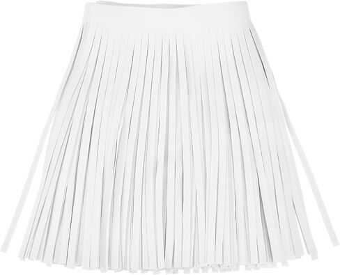 uxcell 1 Yard 10 Inch PU Faux Leather Fringe Trim Double Side Leather Sewing Tassel Fringe for DIY Sewing Dress Crafts Skirt Decoration, White in Saudi Arabia