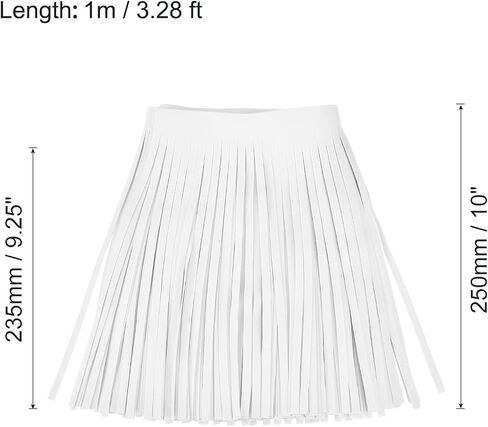 uxcell 1 Yard 10 Inch PU Faux Leather Fringe Trim Double Side Leather Sewing Tassel Fringe for DIY Sewing Dress Crafts Skirt Decoration, White in Saudi Arabia