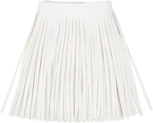 uxcell 1 Yard 10 Inch PU Faux Leather Fringe Trim Double Side Leather Sewing Tassel Fringe for DIY Sewing Dress Crafts Skirt Decoration, White in Saudi Arabia