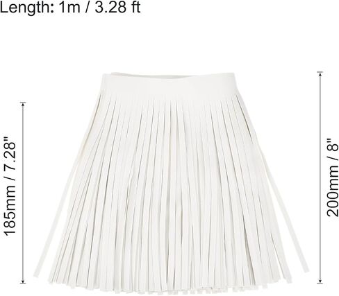 uxcell 1 Yard 10 Inch PU Faux Leather Fringe Trim Double Side Leather Sewing Tassel Fringe for DIY Sewing Dress Crafts Skirt Decoration, White in Saudi Arabia