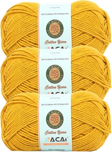 غزل من مزيج القطن الناعم المتين للكروشيه - وزن أسوأ، 87.5 ياردة لكل كرة 1.75 أونصة. (1، تان) in Kuwait