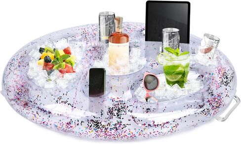 FUTUREPLUSX Inflatable Floating Drink Holder, Pool Drink Float Large Capacity for Beach Hot Tub Clear in Saudi Arabia