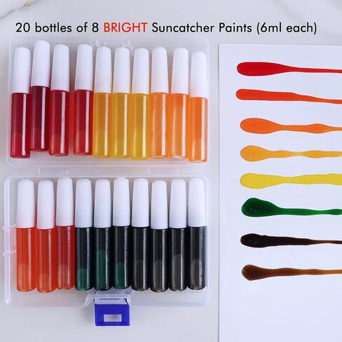 Winlyn 27 Sets Fall Leaf Suncatchers Ornaments DIY Window Paint Art Fall Craft Kits Maple Leaf Sun Catchers Painting Kits for Kids Classroom Activities Art Project Thanksgiving Autumn Party Decoration in Saudi Arabia