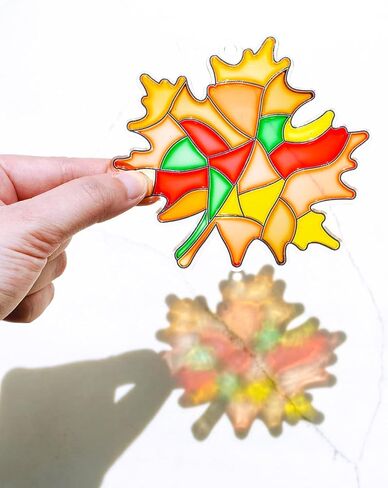 Winlyn 27 Sets Fall Leaf Suncatchers Ornaments DIY Window Paint Art Fall Craft Kits Maple Leaf Sun Catchers Painting Kits for Kids Classroom Activities Art Project Thanksgiving Autumn Party Decoration in Saudi Arabia