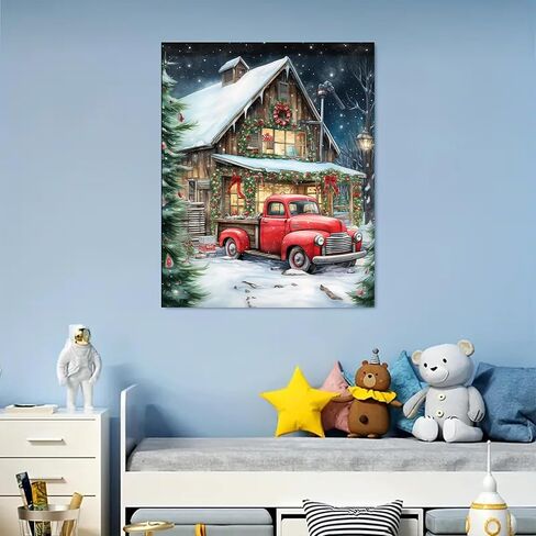 Arttoplus Christmas Paint by Numbers Kit for Adults-Red Truck Adult Paint by Number Kits on Canvas,Christmas Truck Paint by Number Adult for Gift Home Wall Decor(16x20inch) in Saudi Arabia