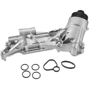 X AUTOHAUX 93186324 Engine Oil Cooler Oil Filter Housing Adapter Assembly with Gaskets for Chevrolet Aveo for Chevrolet Cruze Sonic Trax 1.8L for Pontiac for Saturn for Astra 25199751