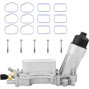 Aluminum Engine Oil Cooler 926-876 With Oil Filter Gaskets Sensor Adapter Upgrade Fit for 2011-2016 Chrysler 200,300,Dodge Charger,Cherokee,Wrangler,Promaster 3.6L V6 | 926-959, 5184304AE, 68105583AF