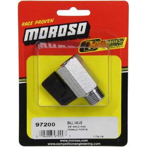 Moroso 97200 Universal Ball Drain Valve, 3/8" NPT Male x 3/8" NPT Female, Silver