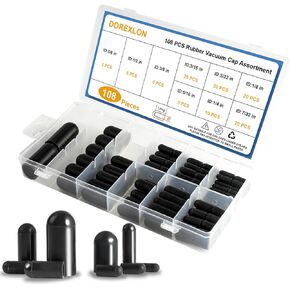 108PCS Vacuum Caps Assortment, Vacuum Plugs Hose End Cap, Rubber Vacuum Caps Kit for Carburetor, Manifold, Automotive, 3/16'' 5/16'' 7/32'' 1/4'' 5/32'' 3/8'' 1/8'' 1/2'' 5/8'' Vacuum Caps