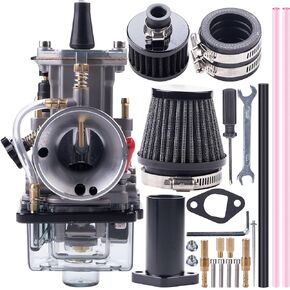 PWK 24mm Carburetor Carb Intake Pipe Manifold Air Filter Jet Kit for CT200U BT200X Predator 196cc 212cc GX160 Baja Warrior Massimo MB200 Mini Bike Go Kart Engine Performance Parts Racing （BLACK）…