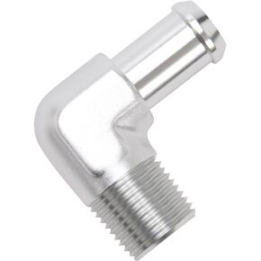 Edelbrock 8179 Heater Hose Fitting 90 Degree 1/2 in. NPT And 5/8 in. Barb Clear Anodized Heater Hose Fitting