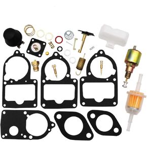 KIPA Carburetor Rebuild kit For VW SOLEX Brosol Bocar 28 30 34 PICT-3 Stock Carburetor Repair, With Float & 12V Cut off Valve Solenoid