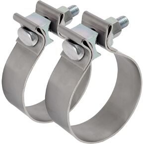TIROL 1.75 inch Exhaust Clamp Stainless Steel Narrow Band Muffler Clamp for 1.75" OD Exhaust Pipe, Muffler Pipe, Elbow and Exhaust Tubing Connection 2Pcs