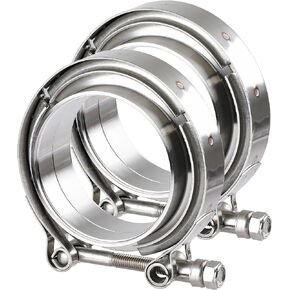 Ucreative 3.0 Inch V Band Clamp with Flange Male Female 304 Stainless Steel 2PCS